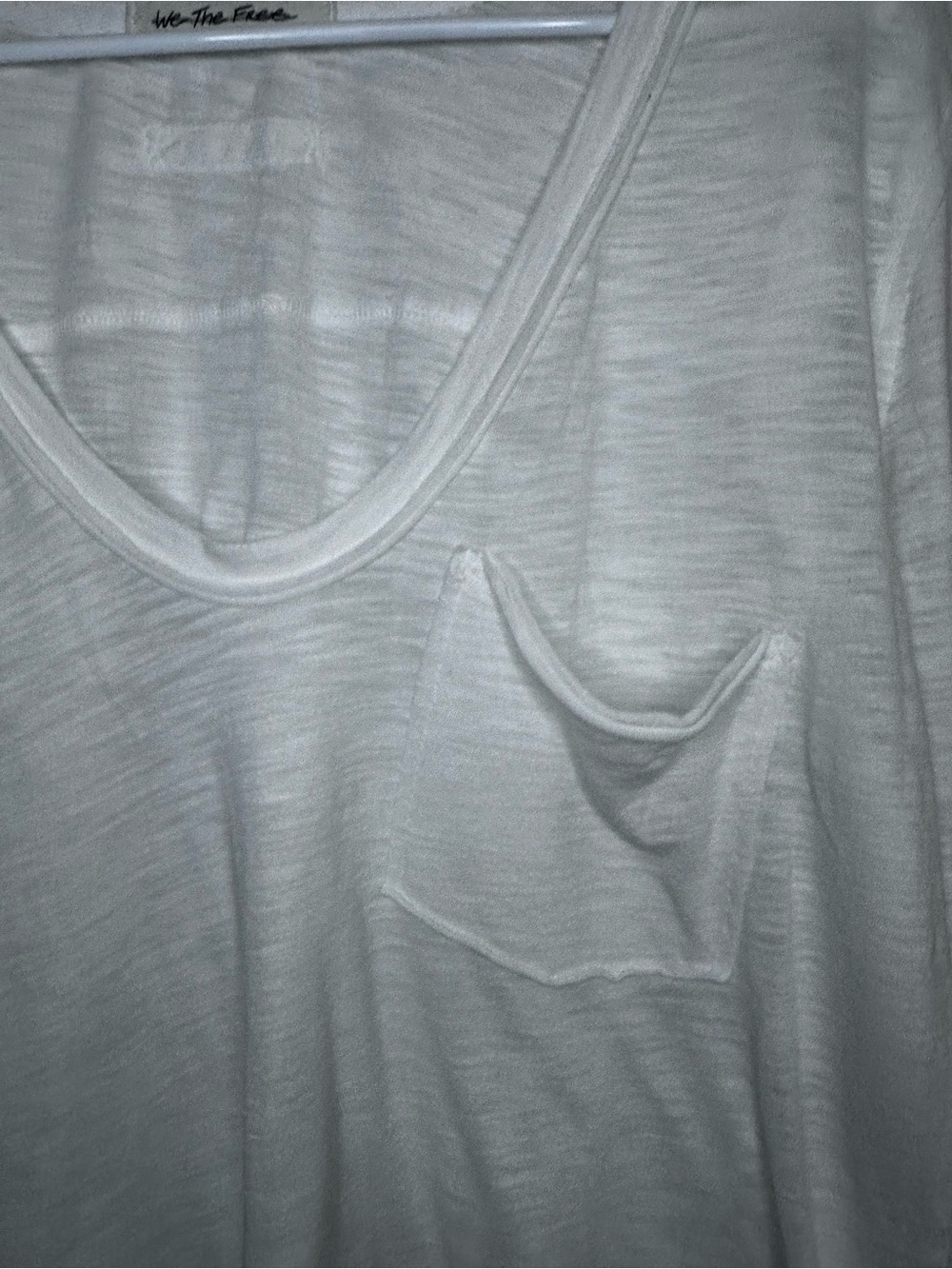 We The Free- Oversized White Scoop-Neck Long Sleeve Pocket Tee- Large - Picture 6 of 8